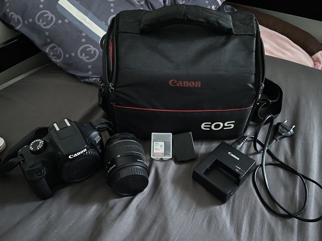 Canon EOS 3000D (Category: Cameras) located in Calamba. Submitted by raizaopena (Listing ID 1462053618, Image 3). Description: price is negotiable for sure buyer. inclusions: • canon eos 3000d body • 18-55mm kitlens • lens cap • battery • battery charger • camera strap • camera bag • 32gb sd card RFS: no longer using it 🎁 FREE film camera (w/o film roll) 🎁 FREE 64gb SD Card Minor issues: - HDMI port cover is missing - Minimal scratches on the c