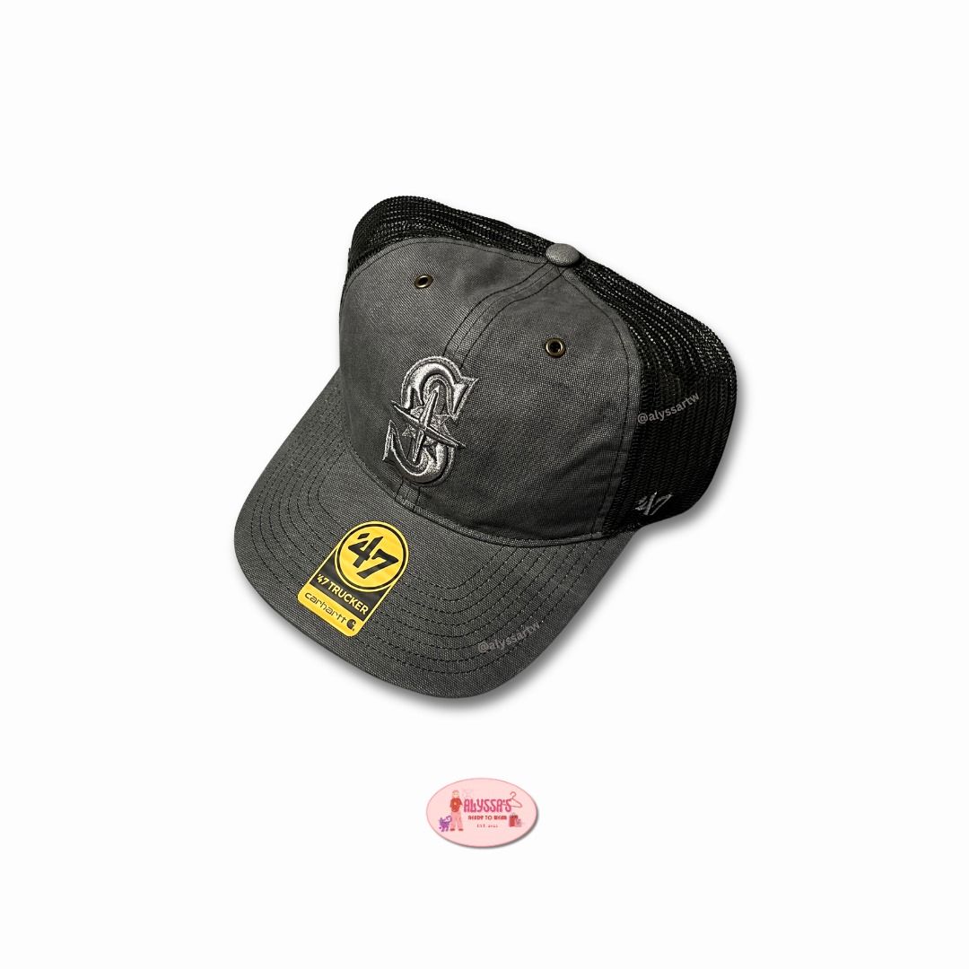 Carhartt x '47 | Seattle Mariners Trucker Hat (Category: Caps & Hats) located in Davao. Submitted by alyssaclosett (Listing ID 1462165543, Image 1). Description: Carhartt x '47 | Seattle Mariners Trucker Hat Rugged canvas meets team pride. 🛡️ 100% Authentic & Brand New. Built with Carhartt’s signature washed fabric and a comfortable mesh back to keep you cool under the sun while maintaining that elite streetwear edge. • Color: Shadow Black • Ava