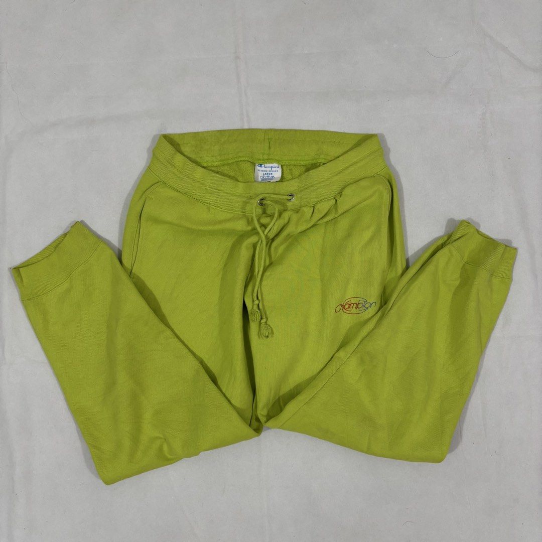 Champion Green Sweatpants Joggers (Category: Joggers) located in Cavite. Submitted by itsayaaa (Listing ID 1462078978, Image 2). Description: - Bright green Champion sweatpants - Elastic waistband with drawstring - Two side pockets - Ribbed cuffs at the ankles - Ideal for lounging or casual wear - Comfortable and stylish.