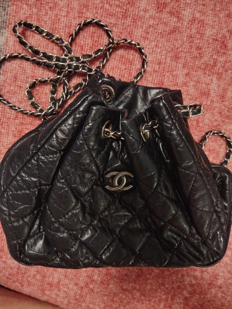 Chanel Small Gabrielle Small Backpack (Category: Luxury Bags & Wallets) located in Bulacan. Submitted by brandedbagspreloved (Listing ID 1462118822, Image 2). Description: Self Authentication Required Preloved Pls see photos for details maganda pa to normal sign of use.