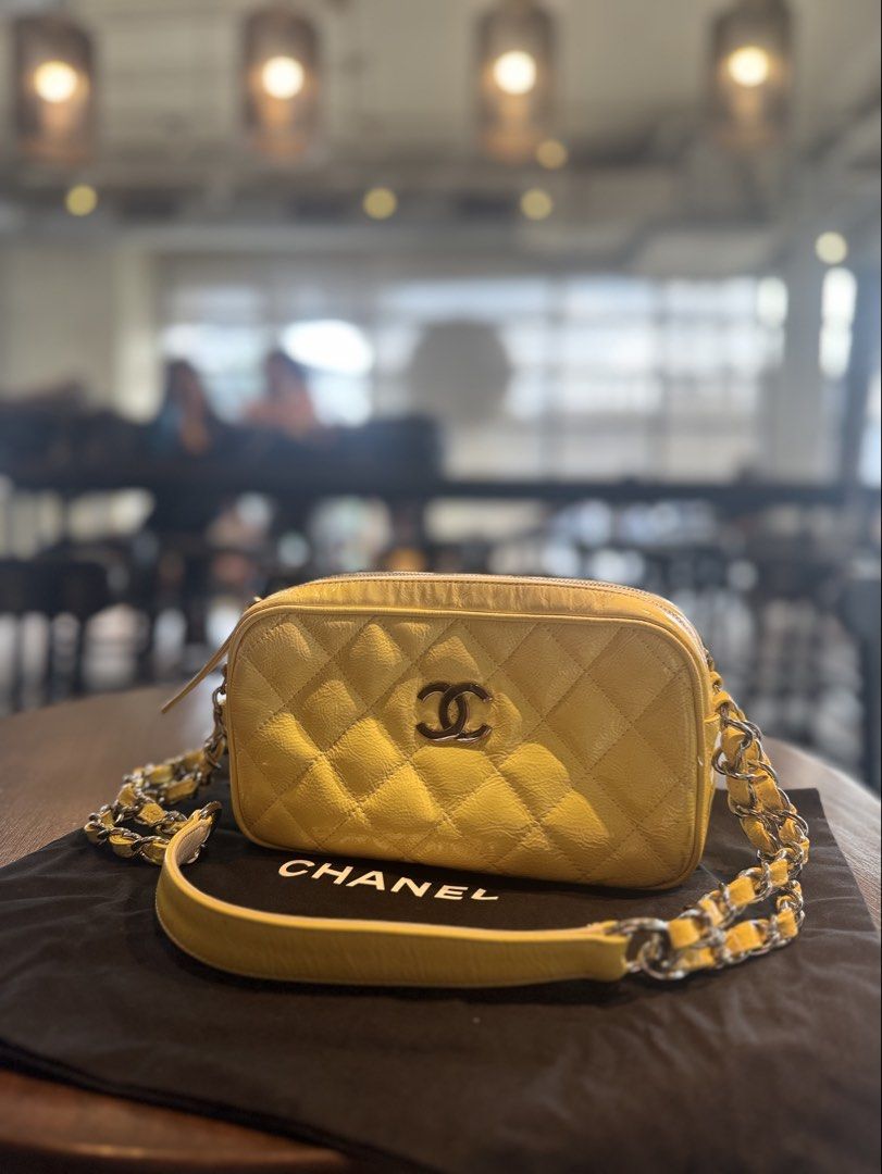 Chanel Yellow Quilted Leather Camera Bag (Category: Luxury Bags & Wallets) located in Marilao. Submitted by cj458678 (Listing ID 1462208789, Image 1). Description: - Authentic Yellow Chanel Camera Bag - Quilted Leather with Silver Hardware - Signature Chain Strap Detail - Comes with Original Dust Bag - Versatile for Everyday or Special Occasions - Adds a vibrant pop of color to any outfit - open for layaway no additional interest .