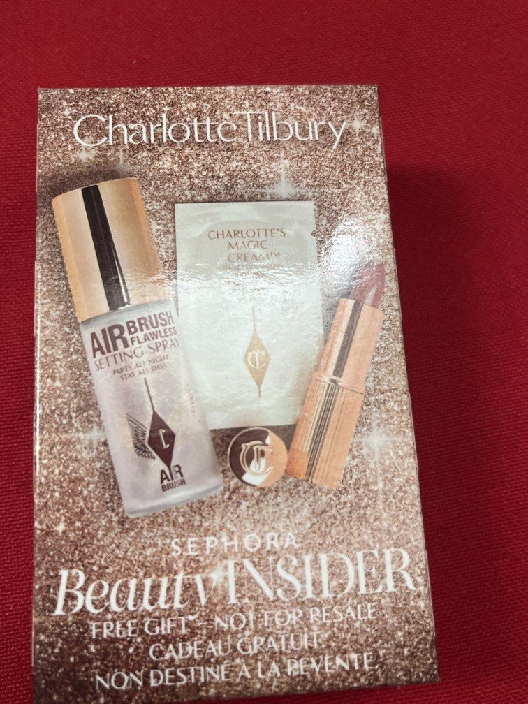 CHARLOTTE TILBURY SET (Category: Face Care) located in Manila. Submitted by luxeclassyshop (Listing ID 1462120576, Image 1). Description: Charlotte tilbury set Setting spray15ml Magic cream 1ml Pillow talk lipstick 1.5g.