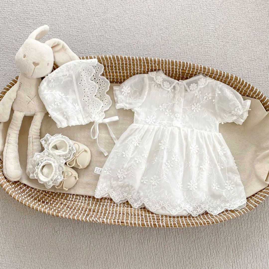 Christening Romper & Hat (Category: Babies & Kids Fashion) located in Makati City. Submitted by razel_ (Listing ID 1462181334, Image 3). Description: 66 cm - 0-6 months (length 41 cm, bust 54 cm).