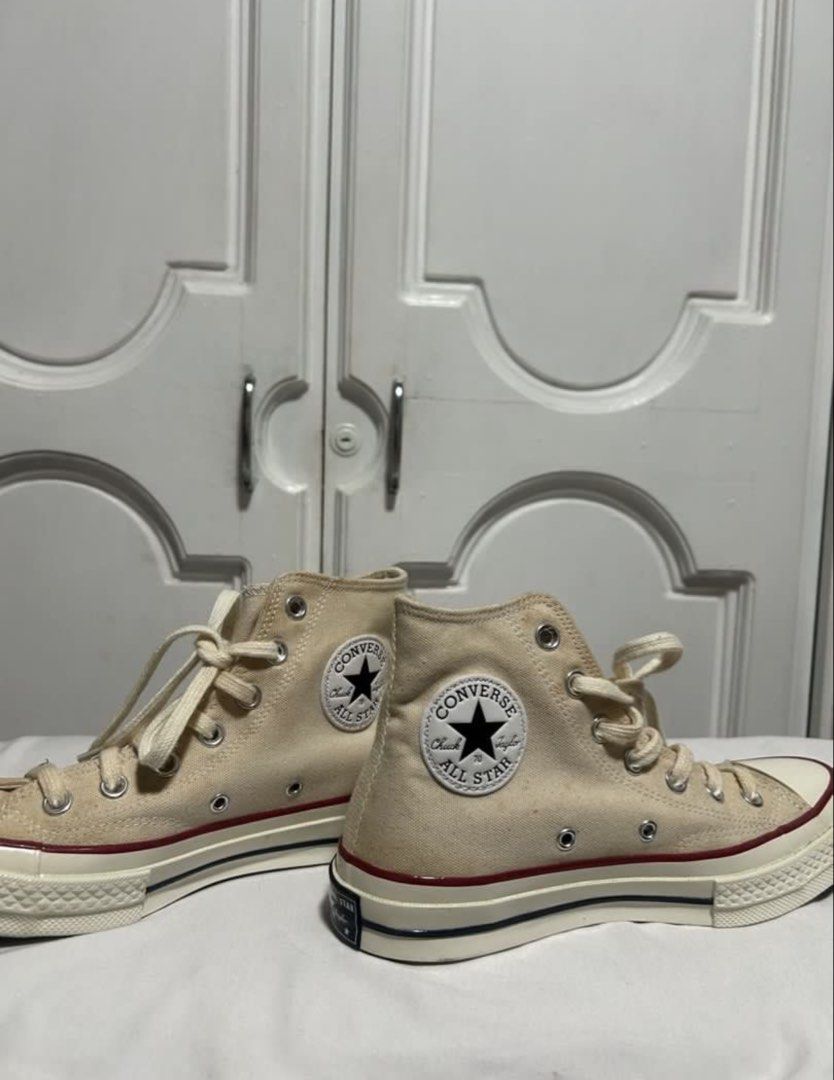 Chuck Taylor converse (Category: Sneakers) located in Meycauayan. Submitted by ms.einz (Listing ID 1462082246, Image 2). Description: - Original Converse Cream colored Converse Chuck Taylor All Star high tops - Classic canvas material Not used, just stored #converse #chucktaylor #hicut.