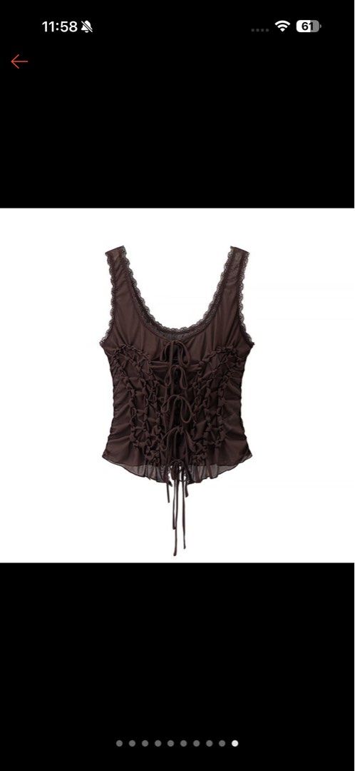 Coachella brown ruffled top (Category: Sleeveless) located in Manila. Submitted by khyscloset (Listing ID 1462211127, Image 1). Description: Bought for P700 Used only once Fits XS-M.