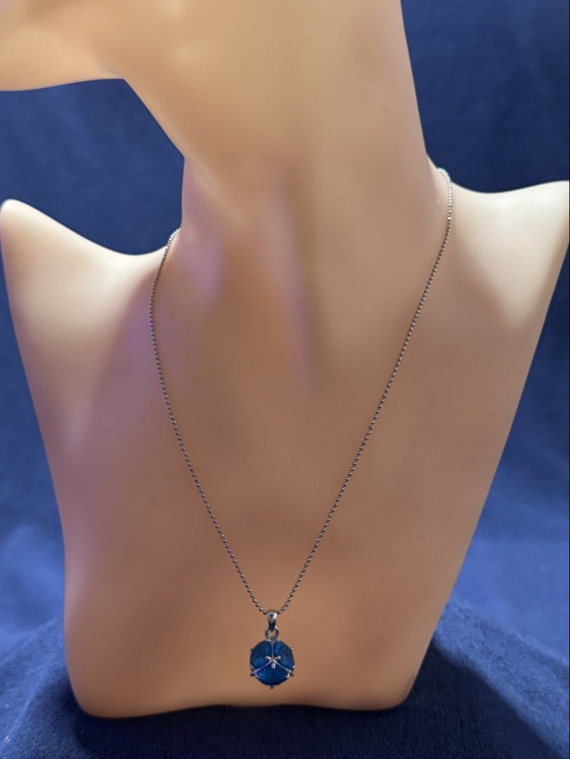 cobalt blue orb pendant (Category: Necklaces) located in Angeles City. Submitted by zyeplustradings (Listing ID 1462121277, Image 2). Description: cobalt blue orb pendant silver-toned ball chain necklace featuring a faceted blue stone pendant held in a prong setting..