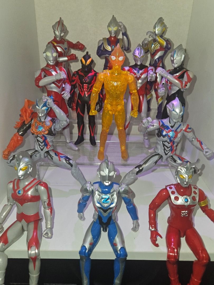Ultraman Ultra Action figure + 1 pc Sofubi set (Category: Figurines & Statues) located in Binan City. Submitted by davyltnh (Listing ID 1462258055, Image 2). Description: All Bandai markings Approximately 6" each Super poseable, perfect for dioramas. Maganda pang-display lalo kung may mga Kaijus Take all for Php 2900 only !! - Lot of Ultraman action figures - Includes various characters from the Ultraman series - Some figures show minor signs of 