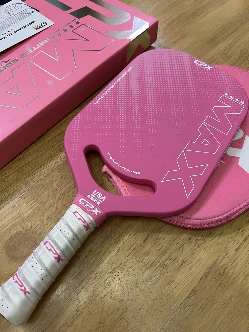 CPX MAX Limited Edition Sakura Series Pickleball Paddle (Category: Racket and Ball Sports) located in Quezon City. Submitted by cass.sells (Listing ID 1462200945, Image 2). Description: - Limited Edition Sakura Series CPX MAX pickleball paddle - T700 Raw Carbon Fiber construction - USA approved for tournament play - Includes original protective case and all original inclusions - Lady-owned - RFS: Have other paddles.