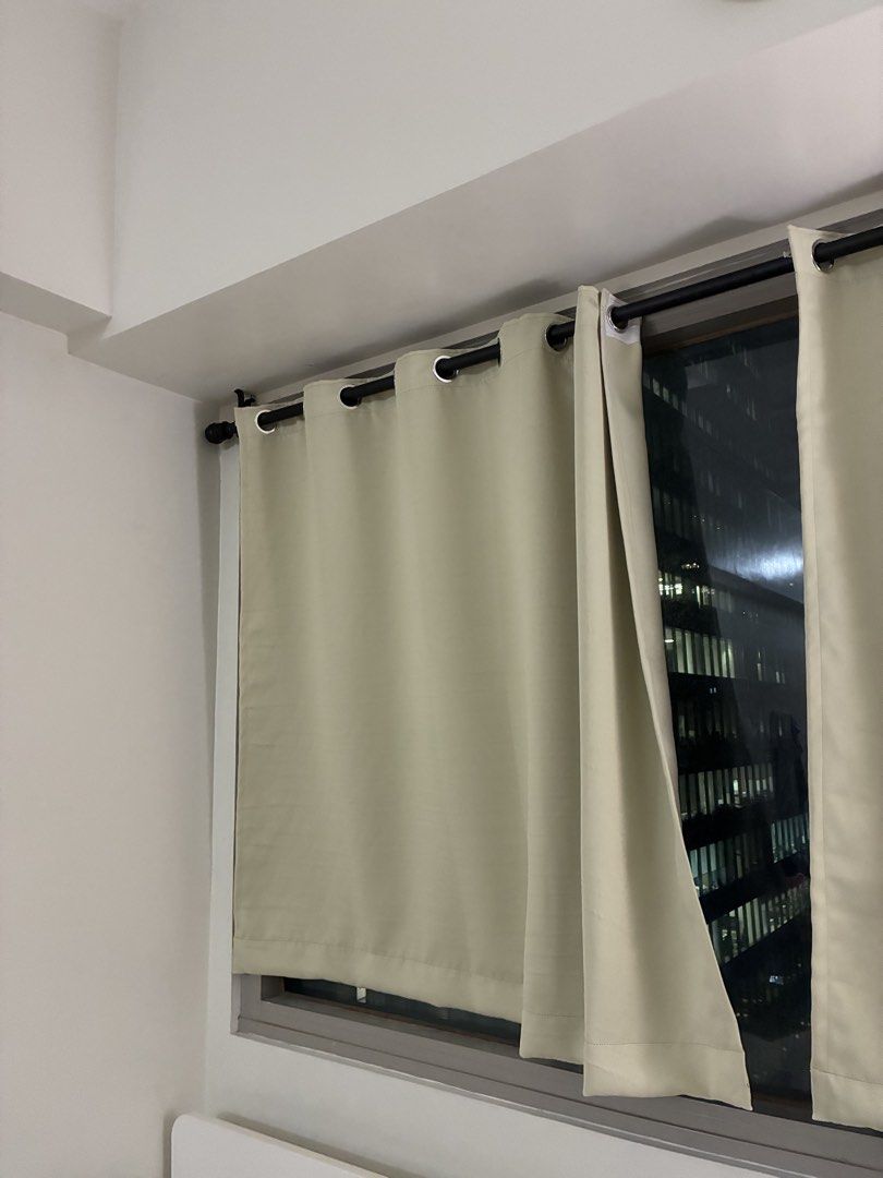 Cream Half Curtains (Category: Curtains & Blinds) located in Antipolo. Submitted by zoemds (Listing ID 1462156396, Image 2). Description: Didn't like the color / doesn't suit my room pala. Brand new patahi from FB marketplace, selling as is Dimensions: 4ft x 4ft I bought 465 per piece.