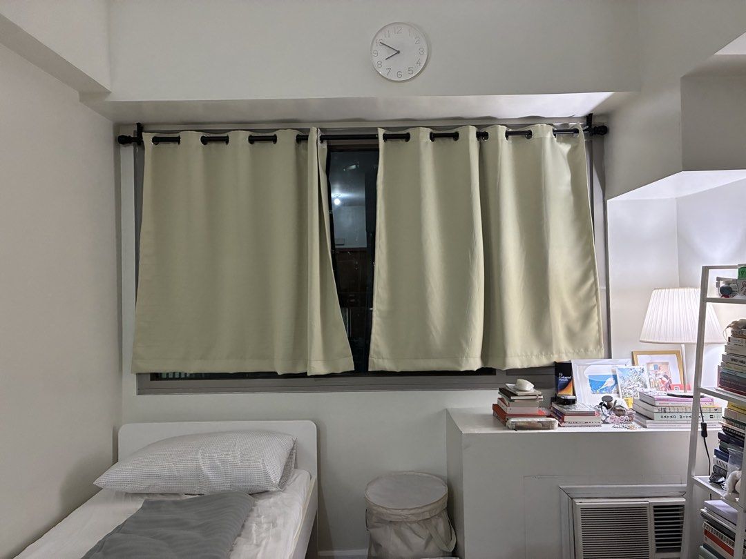 Cream Half Curtains (Category: Curtains & Blinds) located in Antipolo. Submitted by zoemds (Listing ID 1462156396, Image 1). Description: Didn't like the color / doesn't suit my room pala. Brand new patahi from FB marketplace, selling as is Dimensions: 4ft x 4ft I bought 465 per piece.