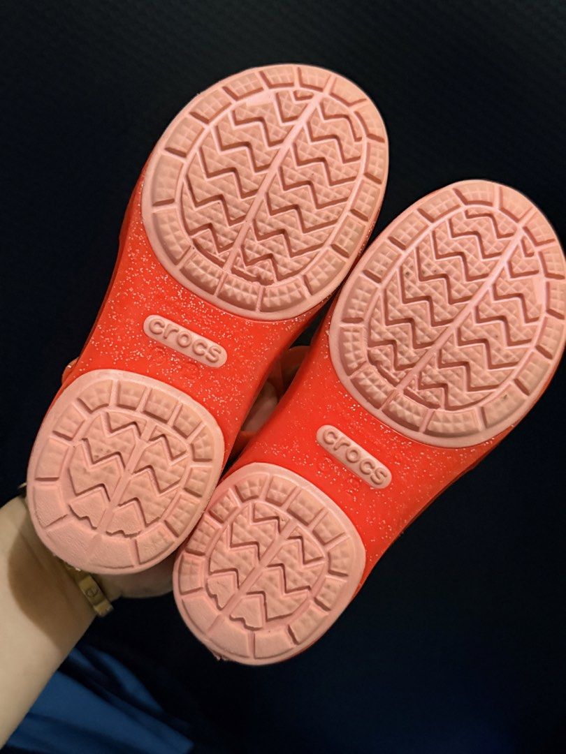 Crocs Glitter Watermelon Sandals (Category: Babies & Kids Fashion) located in Paete. Submitted by skydruemadison (Listing ID 1462041561, Image 2). Description: - Adorable red glitter Crocs sandals - Features a fun watermelon charm on the front strap - Easy slip-on and off design - Perfect for summer days and outdoor play - Soles provide good grip for safety c12.