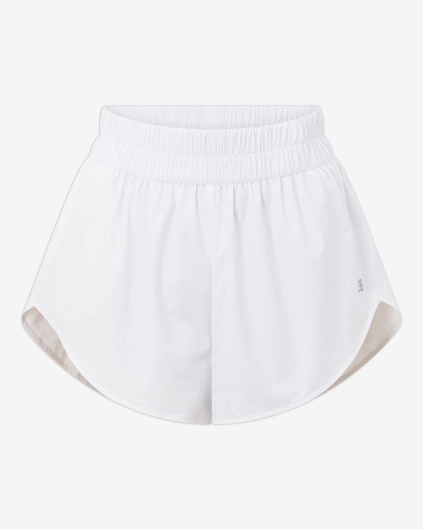 CSB run shorts in white (Category: Activewear) located in Quezon City. Submitted by shopsoph (Listing ID 1462149965, Image 1). Description: bought it for ₱3,400 retail, worn maybe 2-3x max has no inner lining (you have to wear shorts under) rfs: i dont like high waisted shorts.