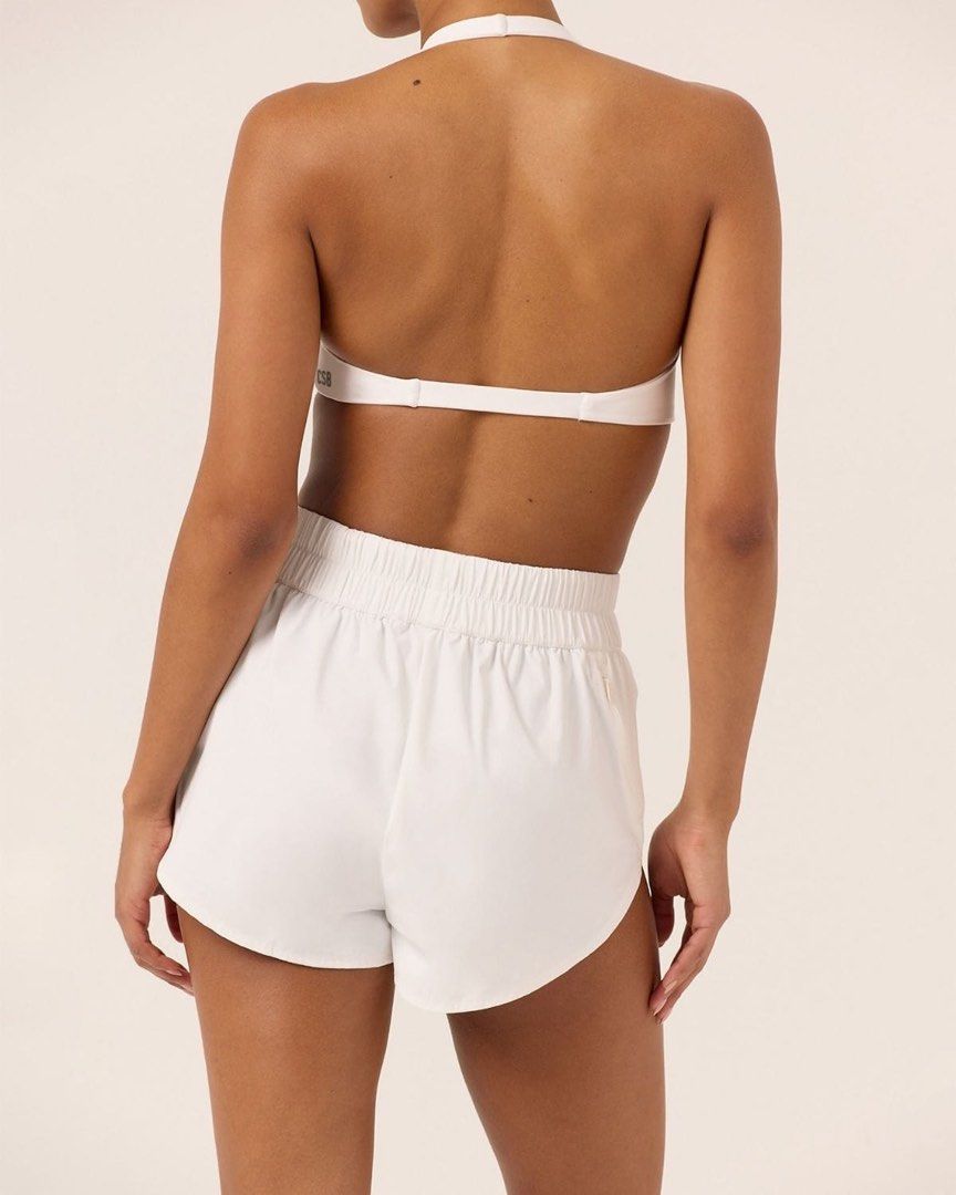 CSB run shorts in white (Category: Activewear) located in Quezon City. Submitted by shopsoph (Listing ID 1462149965, Image 3). Description: bought it for ₱3,400 retail, worn maybe 2-3x max has no inner lining (you have to wear shorts under) rfs: i dont like high waisted shorts.