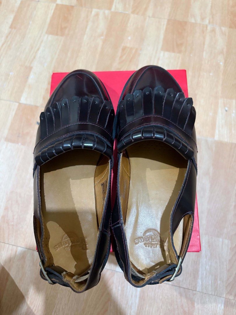 Dr. Martens Cherry Red Valentines (Category: Loafers) located in Aparri. Submitted by lpenny (Listing ID 1462162076, Image 2). Description: - Dr. Martens slingback loafers - Color: Cherry Red - Size: UK 7 - Classic fringe detail on vamp - Adjustable ankle strap - Signature air-cushioned sole - Perfect for adding an edgy touch to your style.