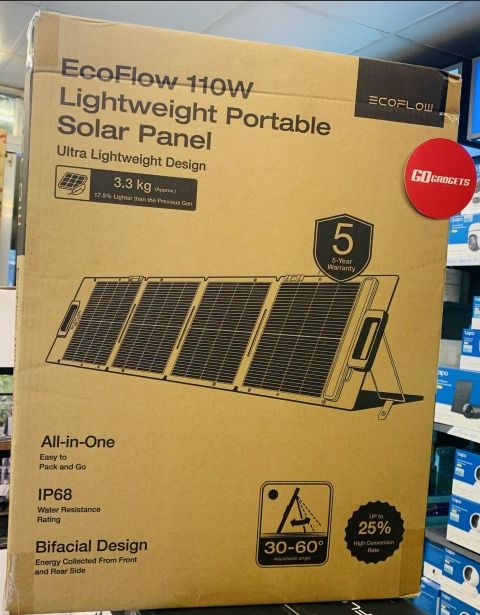 EcoFlow 110W Lightweight Portable Solar Panel (Ultra lightweight Design) (Category: Lighting) located in Caloocan City. Submitted by kentsalvador31 (Listing ID 1462114993, Image 1). Description: EcoFlow 110W Lightweight Portable Solar Panel (Ultra lightweight Design) Go Gadgets - Kawit Cavite 💬 Message us now for full specs & recommendations! 🔋 Suitable for: ✅ Emergency backup power ✅ Camping and outdoor use ✅ Travel and road trips ✅ Work-from-
