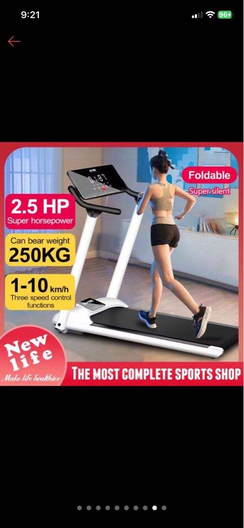 Electric Treadmill / Walking Pad (Category: Cardio & Fitness Machines) located in Marikina City. Submitted by vennygraham (Listing ID 1462047524, Image 1). Description: ￼2.5HP electric treadmill household multi-function 0-12KM/H widening quiet folding treadmill.