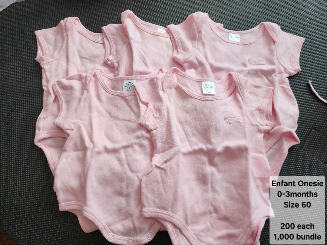 Enfant Pink Onesies Size 60 (0-3 Months) Bundle Available (Category: Babies & Kids Fashion) located in Manila. Submitted by iiivvvyyy02127 (Listing ID 1462196321, Image 1). Description: .