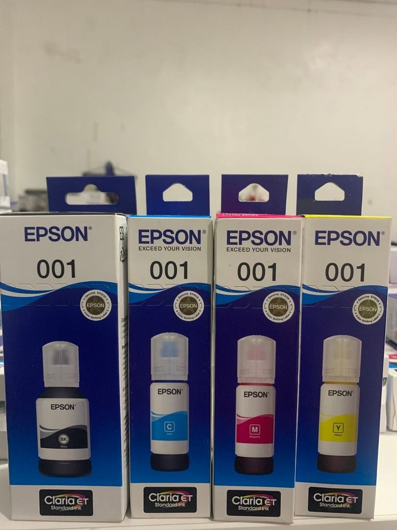 Epson 001Original Ink (Category: Printers, Scanners & Copiers) located in Quezon City. Submitted by inksource123 (Listing ID 1462083673, Image 2). Description: Available Epson 001 Ink Original all Colors .