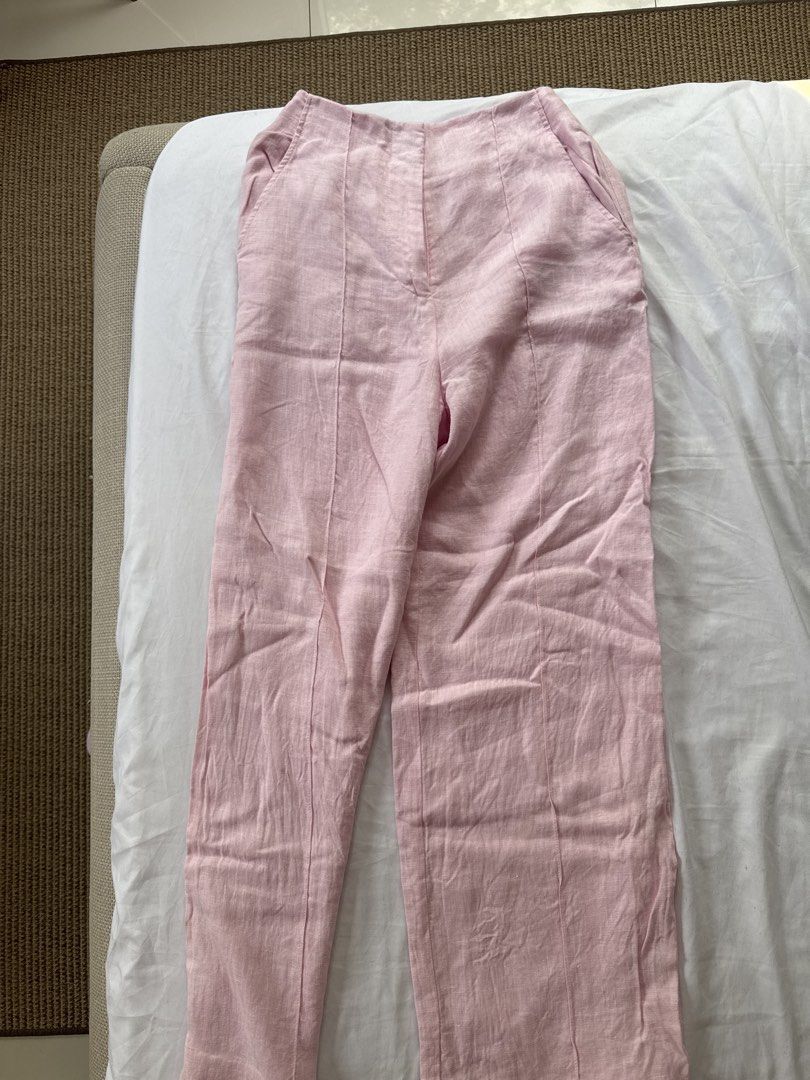 Ever New Pink Linen Pants (Category: Other Bottoms) located in Quezon City. Submitted by mm0ng (Listing ID 1462122049, Image 1). Description: Never worn Comes with matching top, can give disc if getting both (Each item retails for 3k+) Msg for ww.