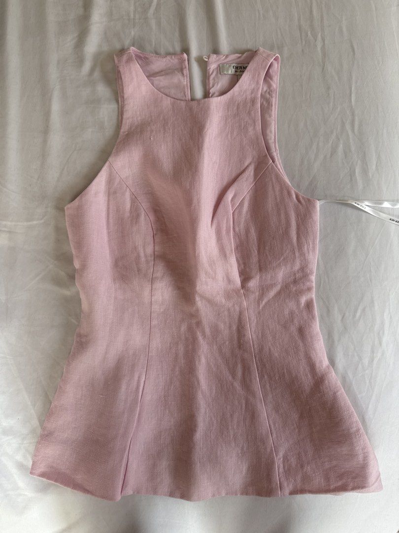 Ever New Pink Top (Category: Sleeveless) located in Quezon City. Submitted by mm0ng (Listing ID 1462121326, Image 1). Description: Worn twice Comes with matching pants, can give disc if getting both Good linen quality Msg for ww.