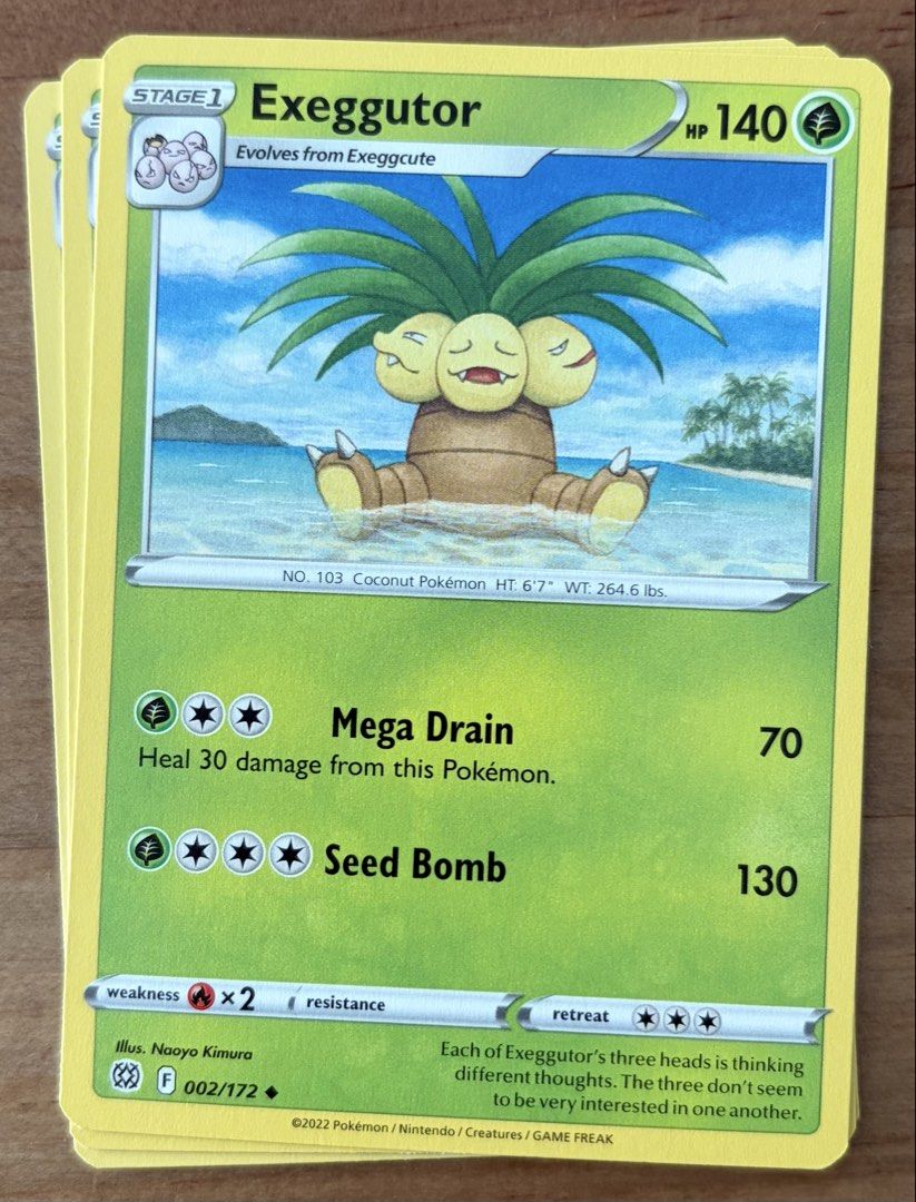 Exeggutor | Pokemon Cards ~ Brilliant Stars (Category: Raw Singles) located in Makati City. Submitted by cardlab (Listing ID 1462256949, Image 1). Description: Items are 💯 authentic/original/legit. About The Card: •Language: EN • Number: 002/172 • Uncommon • Normal FOR: • Cards ₱99 and below with Card Sleeves • Cards ₱100 and up with Card Sleeves and Used Toploader • ₱10 for Bnew Tops Packaging (If Shipping): ✔️ Plastic cover ✔️ Cardboard ✔️ Bub