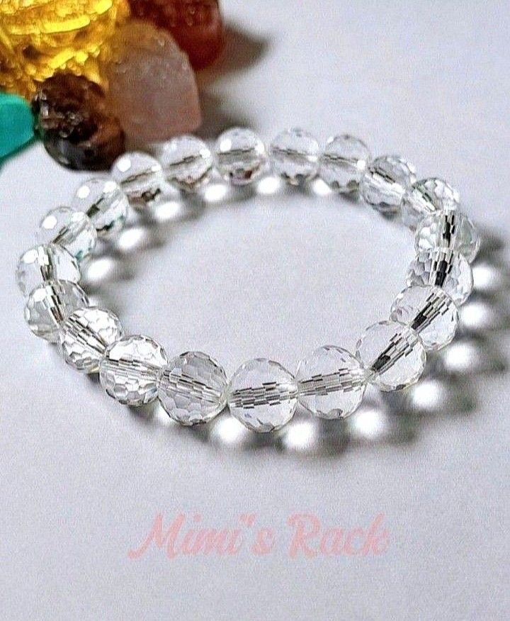 FACETED CLEAR QUARTZ STONE BRACELET 9MM (Category: Bracelets) located in Taguig. Submitted by mimisrack (Listing ID 1462236417, Image 1). Description: 🤍Pure clarity and high-vibration energy in a sleek, light-catching bracelet -Clear Quartz is known as the "Master Healer," amplifying energy and intentions -Faceted 9mm beads reflect light beautifully for an elegant, premium look -Helps enhance clarity, focus, and balanced energy -Amplifies the ef