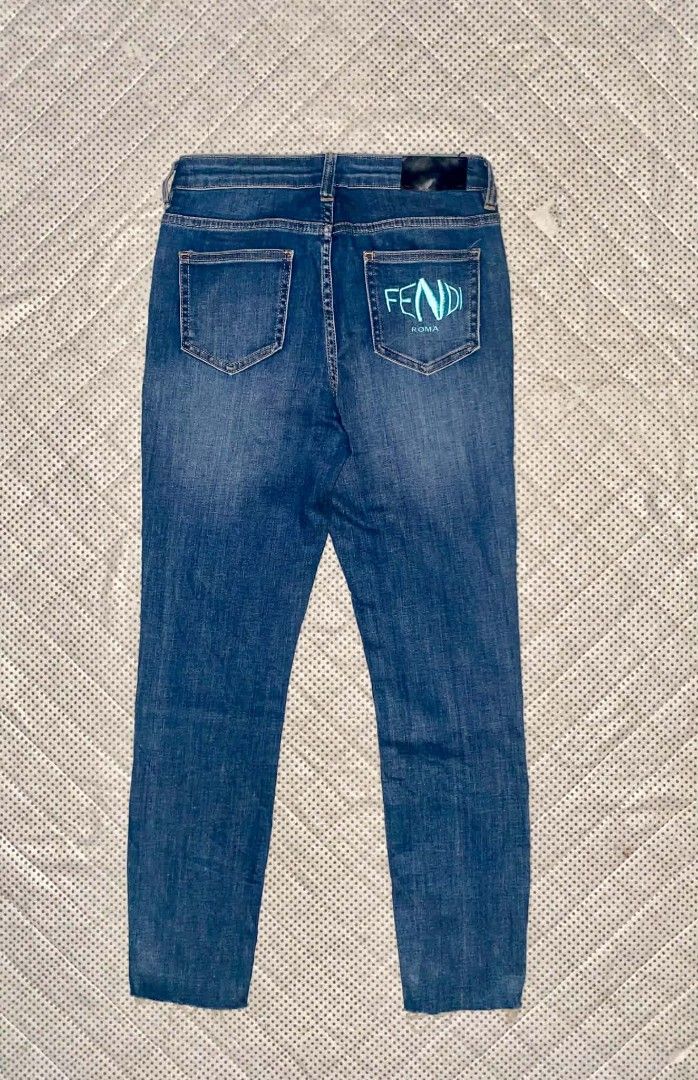 Fendi (Category: Jeans) located in Lucena. Submitted by southdeals4301 (Listing ID 1462038569, Image 3). Description: FENDI ROMA EYEFISH BACK POCKET EMBROIDERED SKINNY-FIT SIZE 40 ACTUAL MEASUREMENTS WAIST 28 - 30 LENGTH 36 HEM 5 EXCELLENT CONDITION.