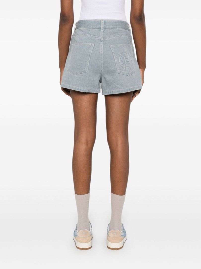 FENDI Roma Italy 1925 Circular Patch denim short (Category: Shorts) located in Quezon City. Submitted by shanks. (Listing ID 1462096955, Image 2). Description: Fendi denim shorts, featuring a distinctive embroidered Fendi Roma Italy 1925 circular patch on the back pocket. Size : 40 Dimensions : Length : 13.5 inches Inseam : 2.5 inches Leg opening : 12 inches Thigh : 12.5 inches Front rise :12 inches Waistline : 30 inches Sign of wear in good cond