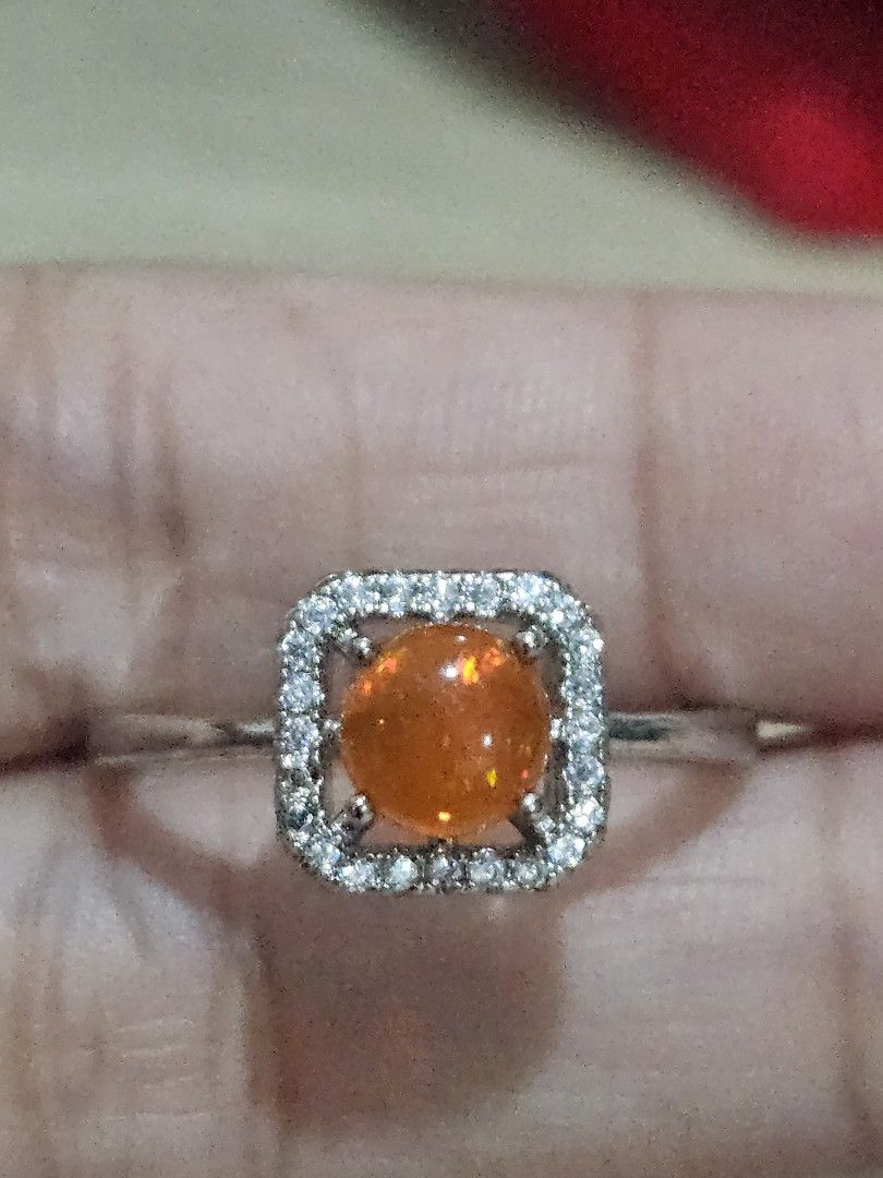 Fire Opal Stone Dainty Ring (Category: Rings) located in Cainta. Submitted by Kahi0410 (Listing ID 1462234076, Image 2). Description: Natural Stone Platinum filled setting Adjustable ring Hypoallergenic Safe for acidic, sensitive skin.