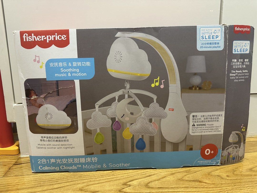 Fisher-Price 床鈴 Calming Clouds Mobile & Soother （分類：嬰兒玩具）位於 Hong Kong。 由 lllkkkiii 提交（商品編號 1462186960，圖片 1）。簡介： Open but never use, in excellent condition One set for $60, two sets for $100 。