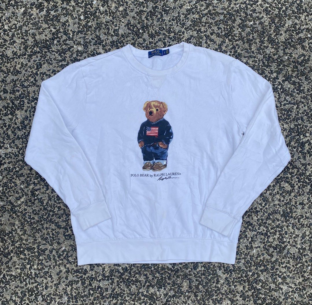 Flag Bear Sweatshirt Polo Ralph Lauren (Category: Formal Shirts) located in Legazpi City. Submitted by folksfave (Listing ID 1462103785, Image 1). Description: Excellent to new condition Large 23x28 10/10 color rate No flaws.