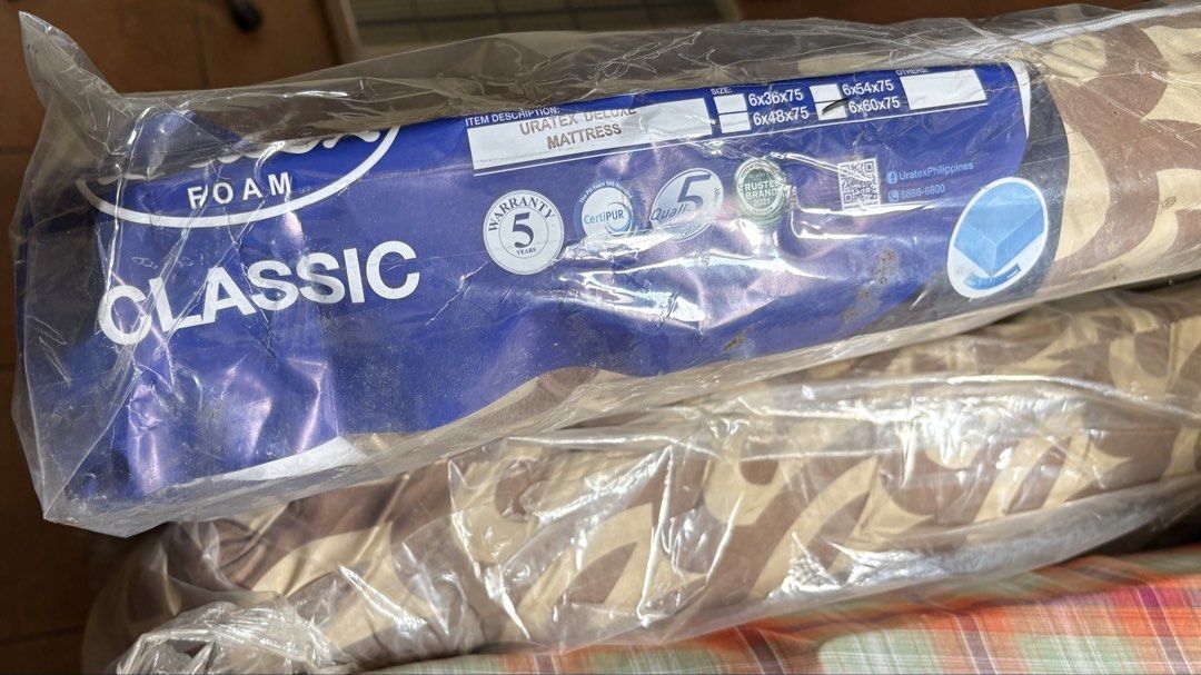 Foam Mattress (Category: Bedding & Towels) located in Pasig City. Submitted by cookiecruz (Listing ID 1462051006, Image 1). Description: Original URATEX Twin Size 6” Foam Height, 6x60x75 inches. Hardly used. Only used in the guest room. Very good condition. .