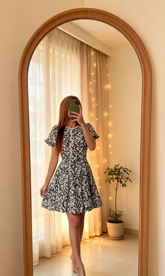 Fully embroidered puff sleeves Mini dress (Category: Dresses) located in Samal. Submitted by avdlclothing (Listing ID 1462121164, Image 3). Description: MEDIUM thick heavy fabric embroidered floral designs.