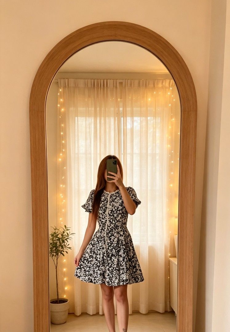 Fully embroidered puff sleeves Mini dress (Category: Dresses) located in Samal. Submitted by avdlclothing (Listing ID 1462121164, Image 1). Description: MEDIUM thick heavy fabric embroidered floral designs.