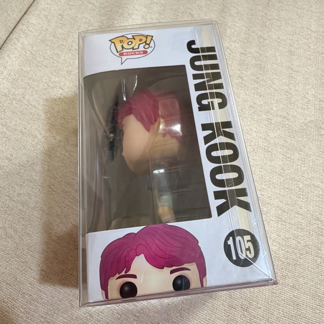 Funko Pop Rocks BTS Jung Kook 105 V1 (Category: Designer & Blind Box Toys) located in Imus. Submitted by esioul15 (Listing ID 1462106920, Image 3). Description: - onhand - unopened - with protective case - in good condition rfs: decluttering mop: gcash/maribank mod: ggx (cod) .