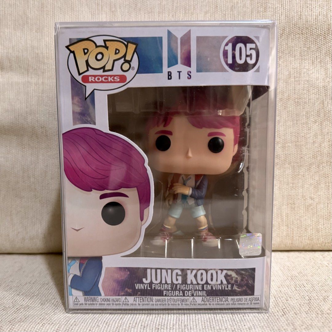 Funko Pop Rocks BTS Jung Kook 105 V1 (Category: Designer & Blind Box Toys) located in Imus. Submitted by esioul15 (Listing ID 1462106920, Image 1). Description: - onhand - unopened - with protective case - in good condition rfs: decluttering mop: gcash/maribank mod: ggx (cod) .