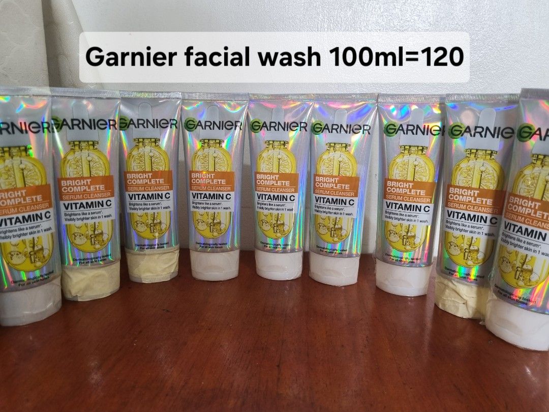 Garnier & Celeteque Facial Wash 100ml (Category: Face Care) located in Manila. Submitted by mjmoring137664 (Listing ID 1462077050, Image 1). Description: - Garnier Bright Complete Vitamin C Serum Cleanser (100ml): Brightens your skin. - Celeteque Hydration Facial Wash (100ml): Hydrates with Natural Moisturizing Factors (NMF). - Both are ideal for your daily cleansing routine. - Price: P120 each..