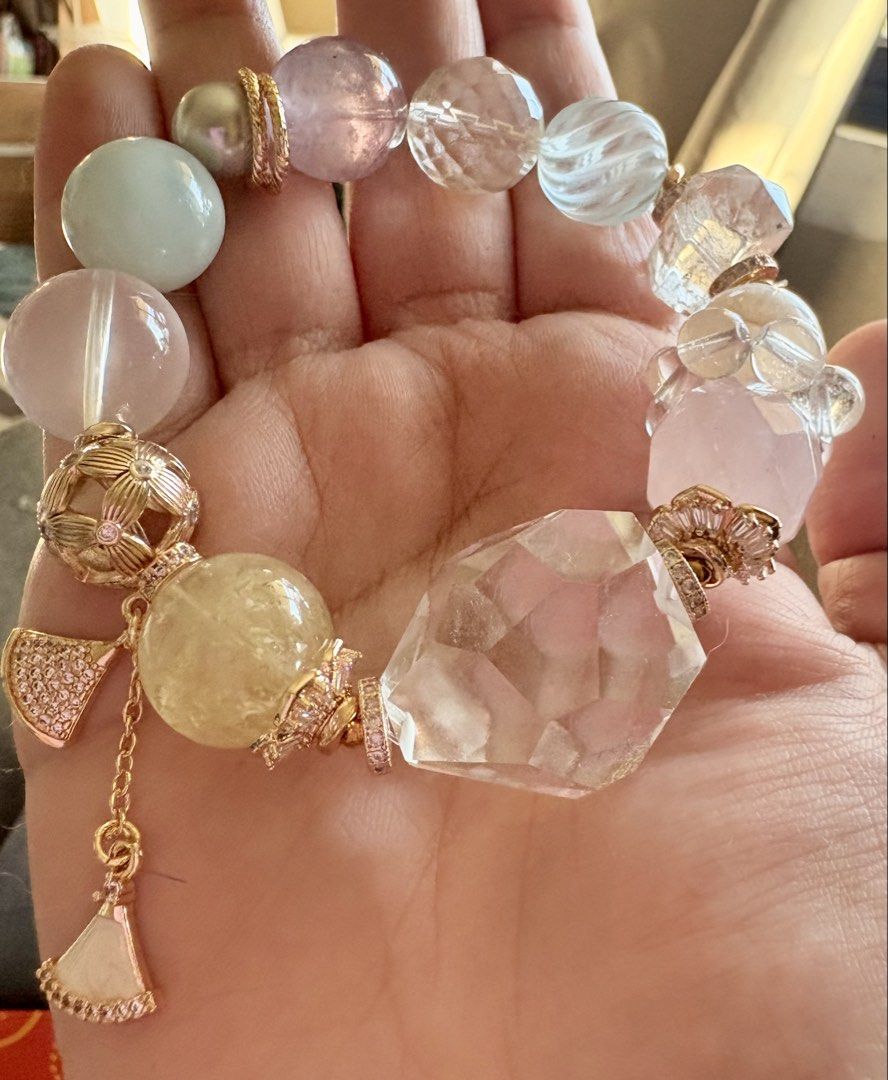 Gemstone DIY bracelet (Category: Bracelets) located in Manila. Submitted by charliesxcharms (Listing ID 1462037731, Image 2). Description: High quality kingkong clear quartz charm, aquamarine, rose quartz, citrine, azezulite.