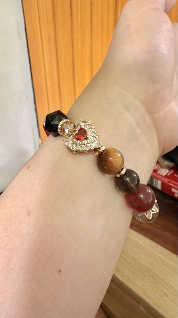 Gemstone DIY bracelet (Category: Bracelets) located in Manila. Submitted by charliesxcharms (Listing ID 1462087039, Image 3). Description: High quality stones- dyed barrel jade, smokey quartz, strawberry quartz, silver obsidian, azezulite and tiger eye.