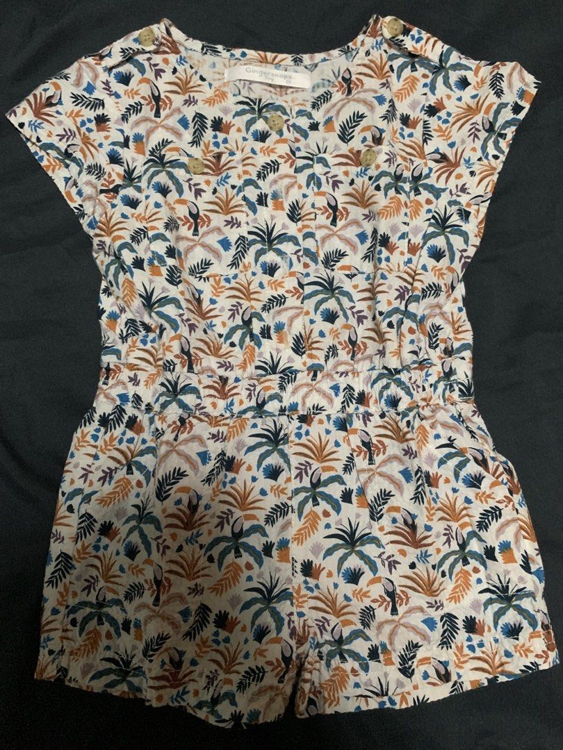 Gingersnaps Tiny Tropical Print Romper (Category: Babies & Kids Fashion) located in Malabon City. Submitted by vewonica (Listing ID 1462192423, Image 1). Description: set of 2 sizes 18and 24 months - Adorable tropical print romper featuring toucans and palm leaves. - Comfortable elasticated waist for a perfect fit. - Short sleeves with stylish button details at the shoulder. - Ideal for warm weather and easy to wear. - A must-have for your summer