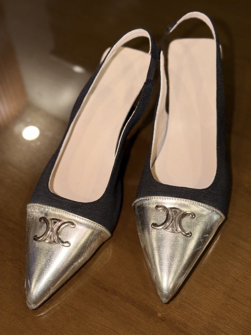 Gold and Black Heels (Category: Heels) located in Manila. Submitted by grand.preloved.club (Listing ID 1462188155, Image 3). Description: Elegant Gold and Black Heels •Size 8 • 10/10 Condition, like new RFS: Decluttering.