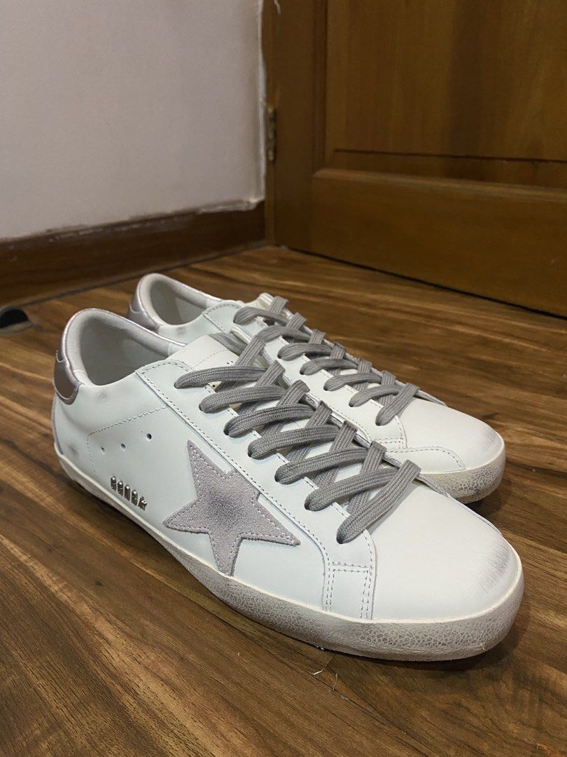 Golden Goose silver tab with lettering (Category: Casual Shoes) located in Pasay City. Submitted by abbynacy77 (Listing ID 1462199746, Image 3). Description: -Legit (With NFC Authentication) -With Passport -Negotiable -Size EU43.