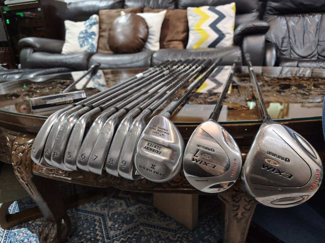 Golf Set (Category: Other Sports Equipment and Supplies) located in Paranaque City. Submitted by manilagolfmarket (Listing ID 1462173307, Image 1). Description: For Sale Maruman Exim. °Maruman Exim Ns Pro S flex steel shaft irons °Maruman exim 7 wood °Maruman Exim driver °Bag inlcuded for only 12.8k pick up Bf Paranaque free shipping within MM..