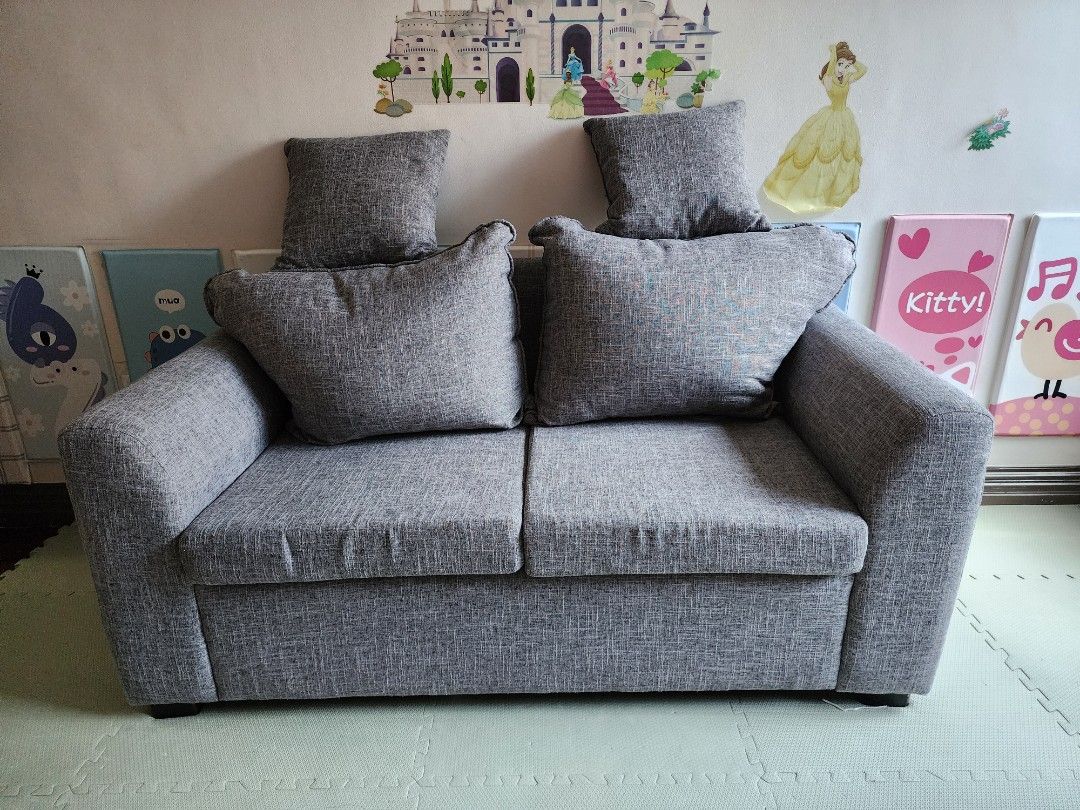 Grey Fabric 2-Seater Sofa with Cushions (Category: Sofas) located in Manila. Submitted by iiivvvyyy02127 (Listing ID 1462205004, Image 2). Description: .