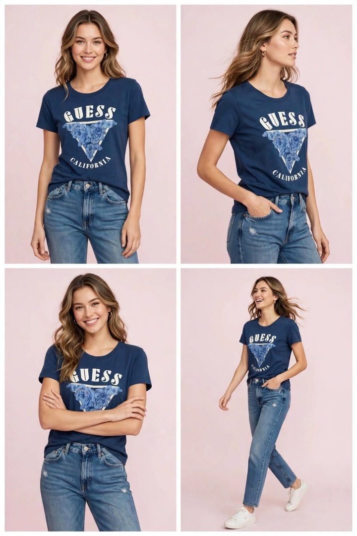 Guess California Blue T-shirt (Category: Shirts) located in Cavite. Submitted by luxxe.muse (Listing ID 1462092016, Image 2). Description: - Classic blue Guess t-shirt - Features iconic California triangle logo - Unique floral detail within the logo - Comfortable 100% cotton material - Perfect for casual outfits, pairs well with jeans - Bust 36.