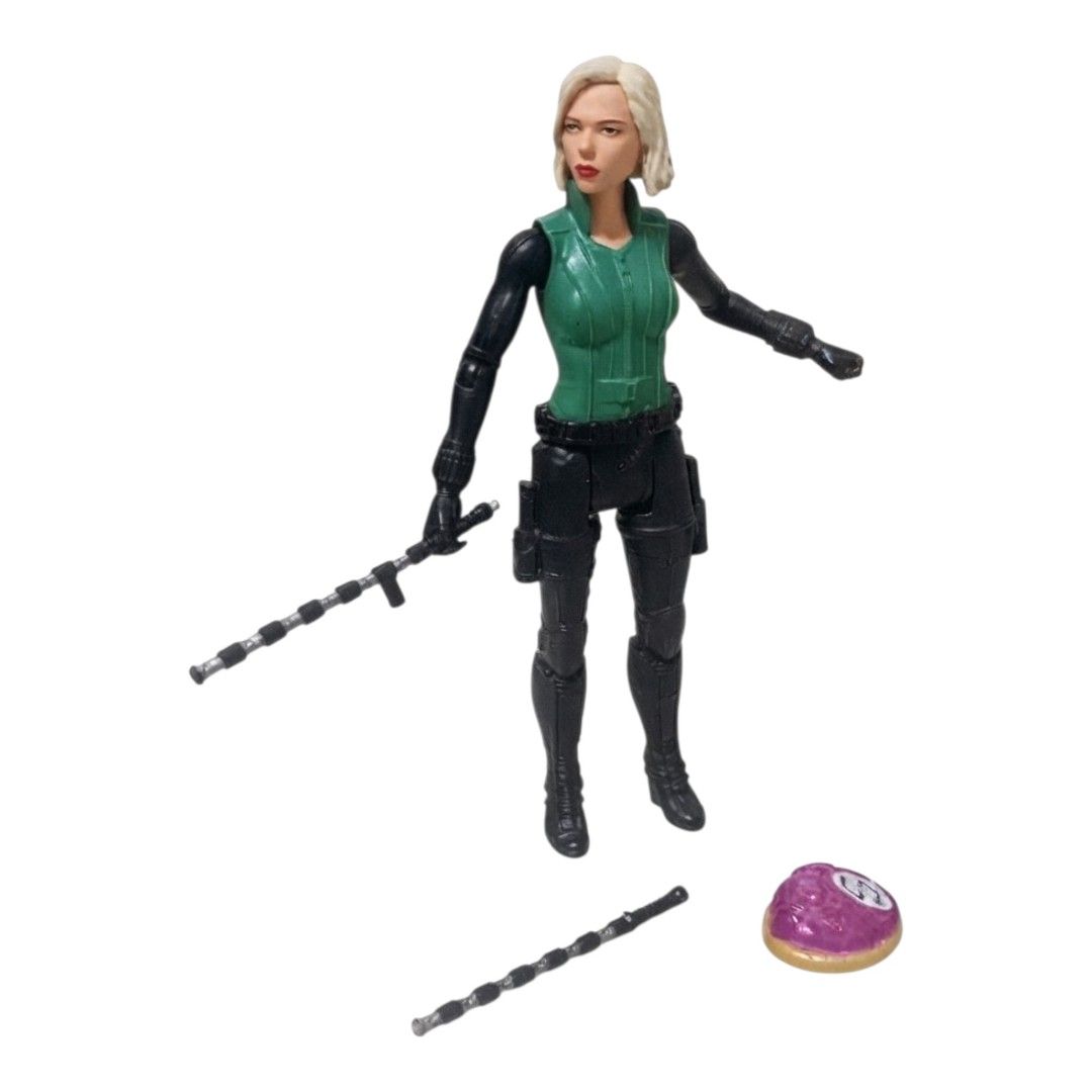 Hasbro Marvel Avengers: Infinity War Black Widow 6" Action Figure 100% Authentic (Category: Figurines & Statues) located in Paranaque City. Submitted by InquisiToyz (Listing ID 1462239589, Image 2). Description: FS: Hasbro Marvel Avengers: Infinity War Black Widow 6" Action Figure Price: ₱600 Condition: Loose / No box. Includes weapon/staff and infinity stone accessory (As shown in photo). Good paint and joints. Location: Parañaque Area MOP (Mode
