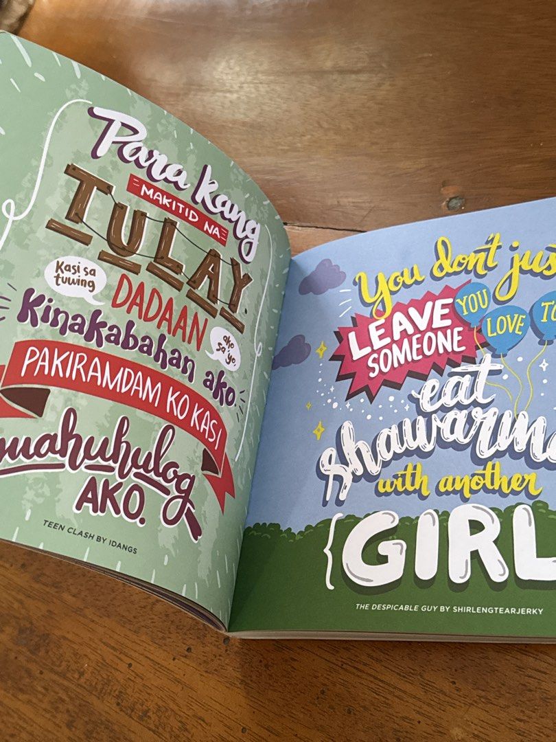 Head Over Feels Pop Fiction Book (Category: Storybooks) located in Santo Tomas. Submitted by toughu (Listing ID 1462071964, Image 3). Description: - Over 100 kilig and hugot quotes from your favorite Pop Fiction books. - Includes bonus coloring pages. - Perfect for fans of Filipino romance Wattpad novels. rfs: decluttering • can send more photos of the item if needed • .