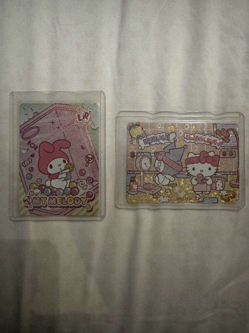Hello Kitty LR and EX Cards (Category: Raw Singles) located in Manila. Submitted by valknosis (Listing ID 1462065365, Image 1). Description: Sleeved, Perfect Condition Good for Hello Kitty/Saniro Collectors! Gcash.