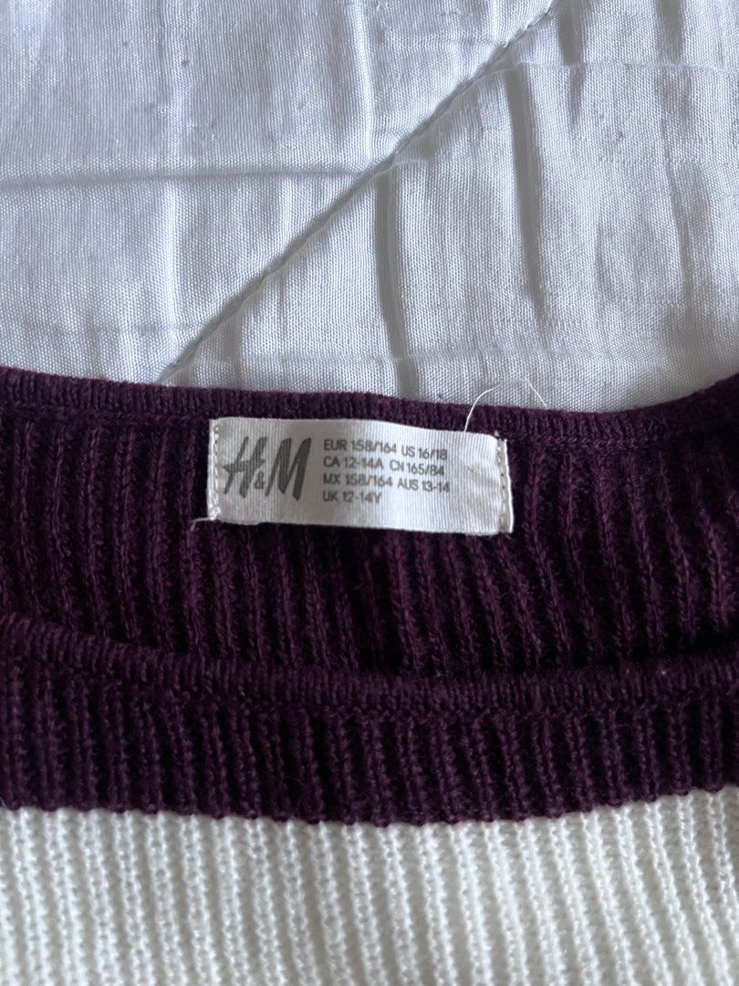 H&M Dark Brown-Maroonish Striped Sweater (Category: Coats, Jackets and Outerwear) located in Taguig. Submitted by gingerderp (Listing ID 1462134301, Image 3). Description: OMG! Downtown girl is here in a unique and different color combo 😳 Get it now!.
