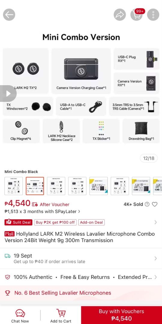 HOLLYLAND LARK M2 MINI COMBO (Category: Microphones) located in Caloocan City. Submitted by rutherjuan90050 (Listing ID 1462085078, Image 2). Description: HOLLYLAND LARK M2 MINI COMBO Brand new, sealed ₱4,000 ONLY (~₱4,500 online) RFS: Ordered both this and DJI Mic and chose DJI since we have Osmo cam already..